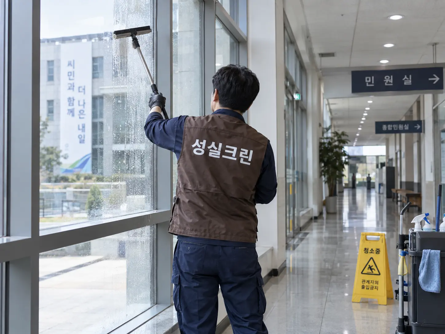 관공서 유리창과 공용복도 집중청소