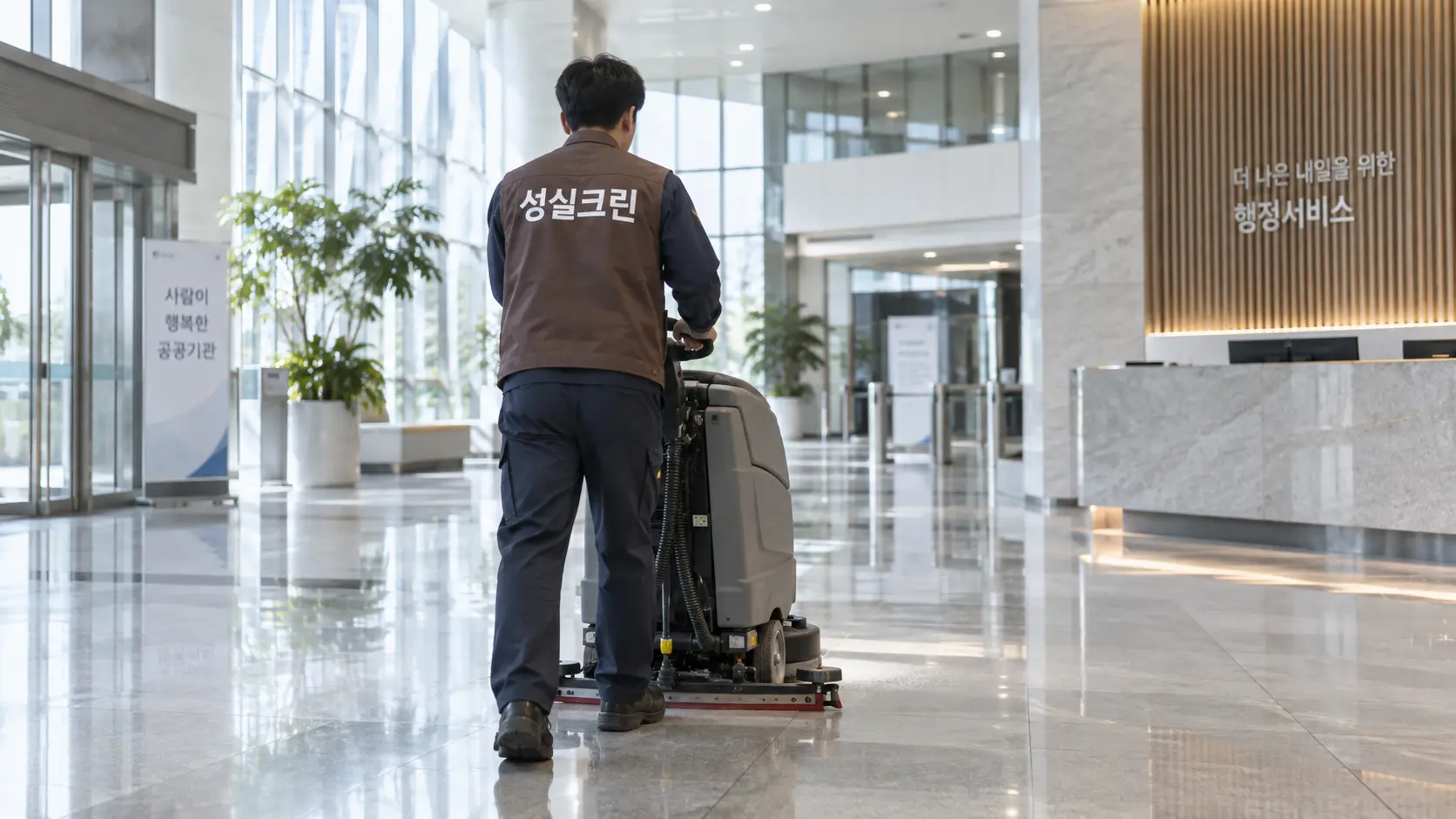 상업용 건물 로비 바닥 자동세척