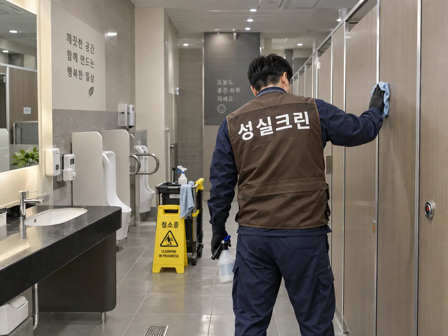 변기와 칸막이 위생청소