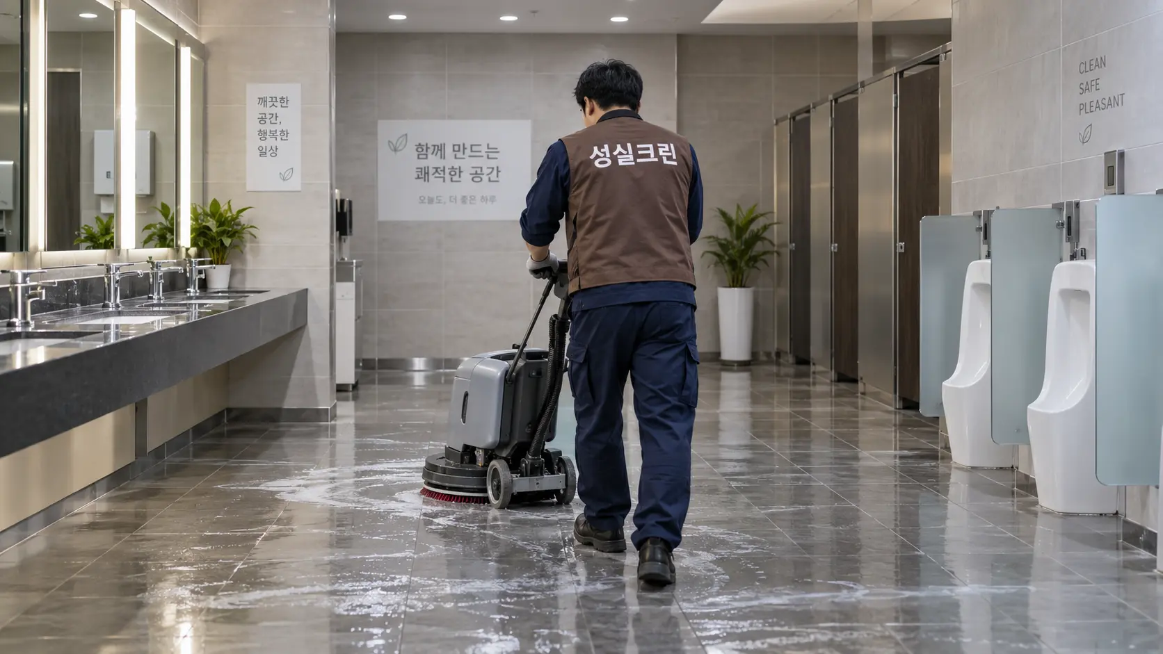 상업시설 화장실 바닥 세척